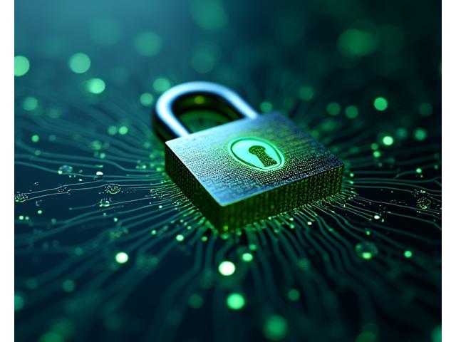 堅牢なセキュリティロックとサイバー保護の概念図